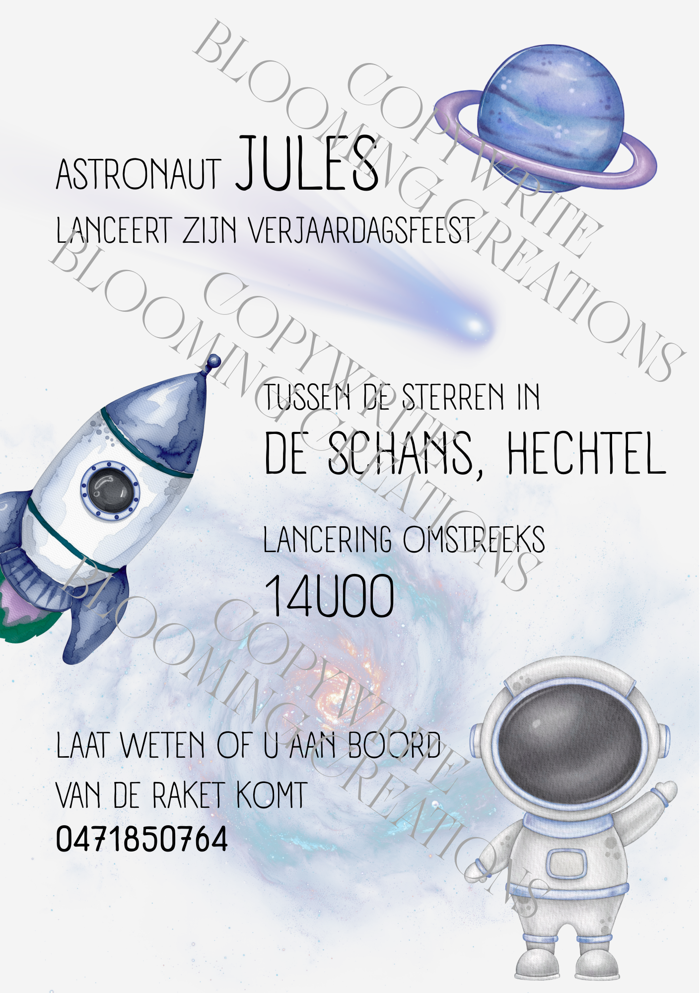 Uitnodiging template ruimte