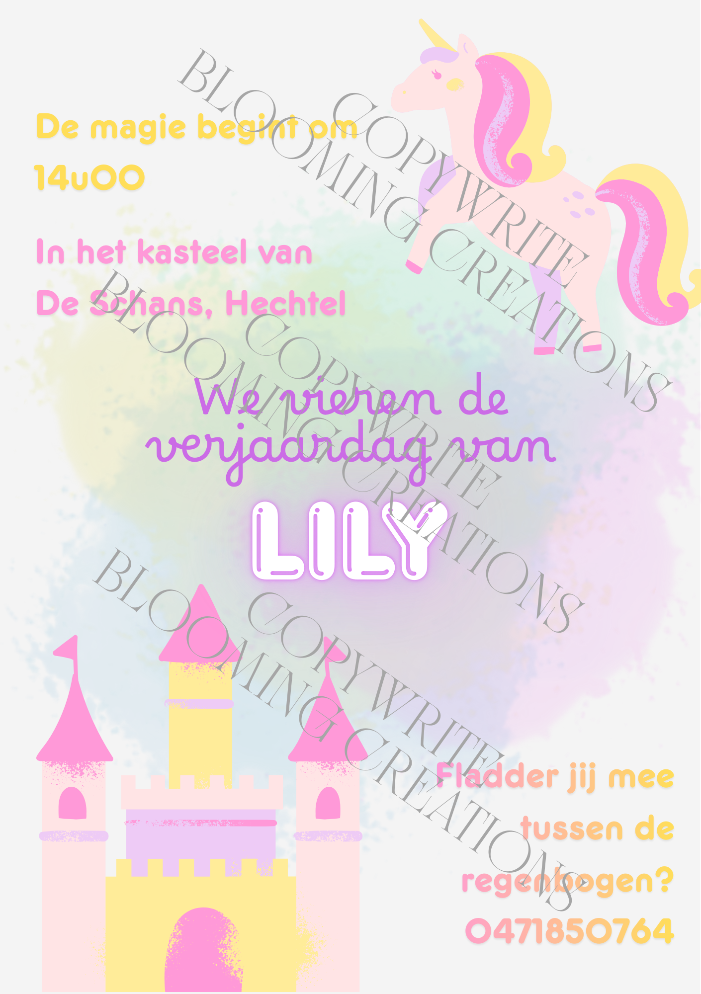 Uitnodiging template unicorn