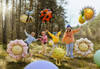 Bloem op voetjes folieballon (beige)