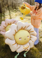 Bloem op voetjes folieballon (beige)